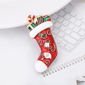 Luxury Exquisite Christmas Brooch Pin Snowman Santa Claus Boot Garland Fashion Jewelry Gift Christmas Decoration Brooches