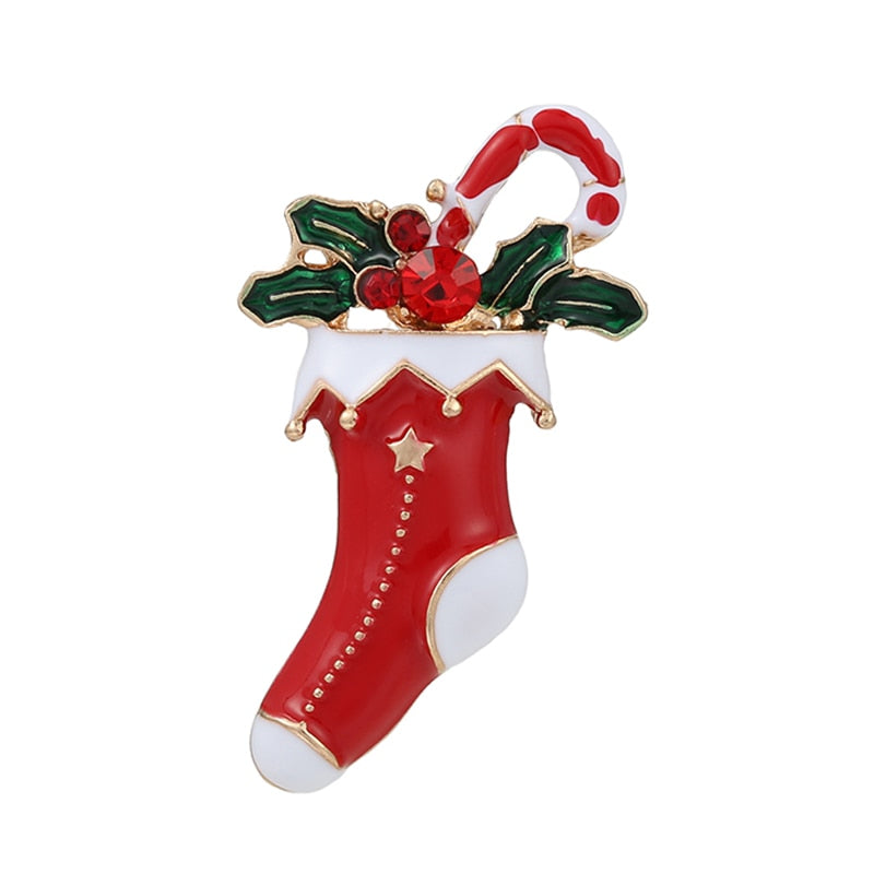 Luxury Exquisite Christmas Brooch Pin Snowman Santa Claus Boot Garland Fashion Jewelry Gift Christmas Decoration Brooches