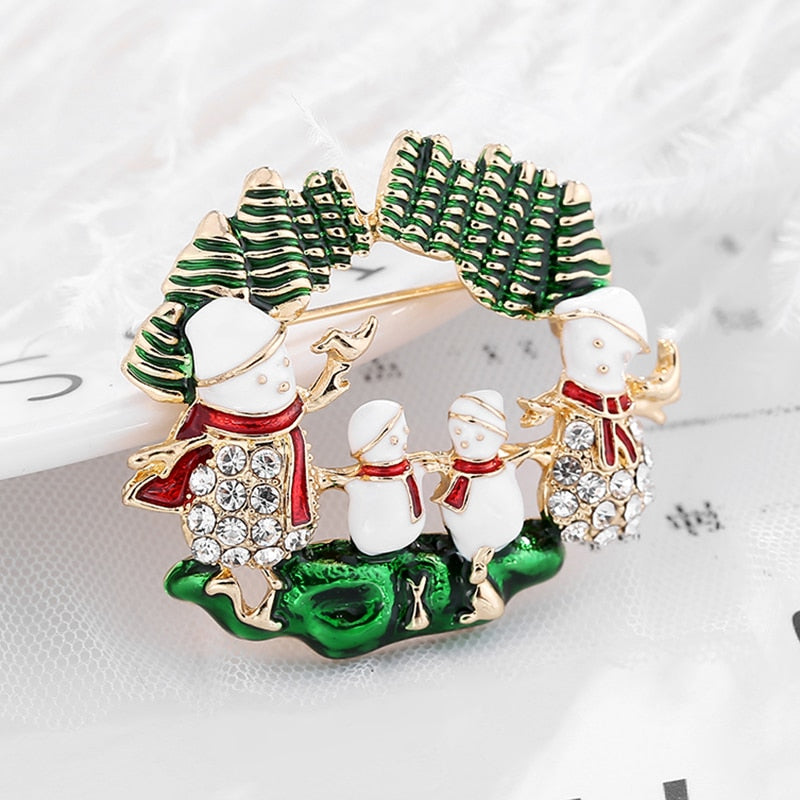 Luxury Exquisite Christmas Brooch Pin Snowman Santa Claus Boot Garland Fashion Jewelry Gift Christmas Decoration Brooches