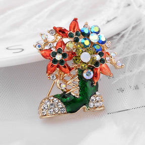 Luxury Exquisite Christmas Brooch Pin Snowman Santa Claus Boot Garland Fashion Jewelry Gift Christmas Decoration Brooches