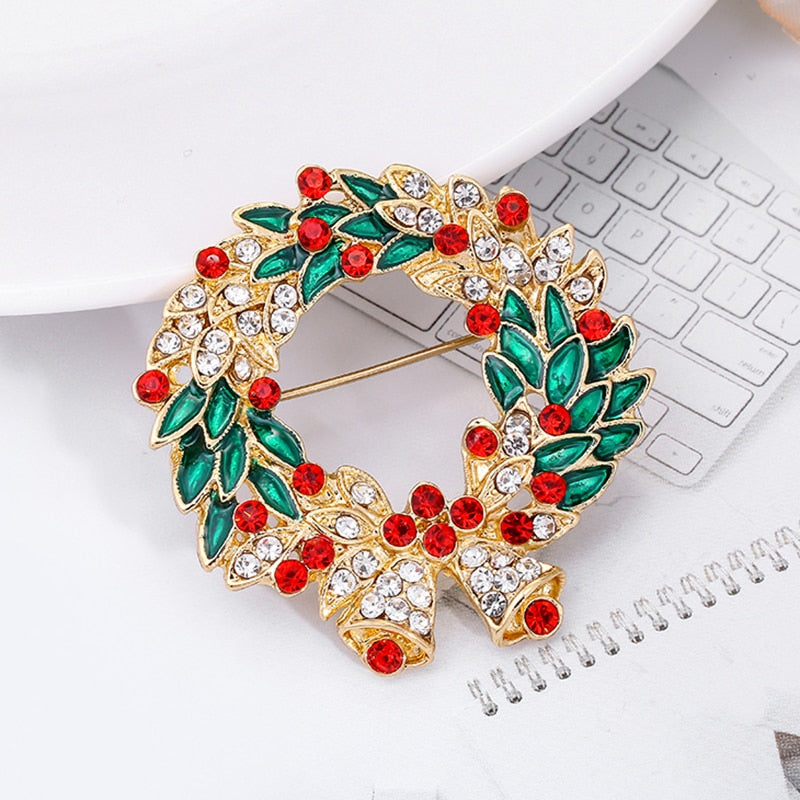 Luxury Exquisite Christmas Brooch Pin Snowman Santa Claus Boot Garland Fashion Jewelry Gift Christmas Decoration Brooches