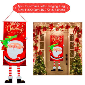 Merry Christmas Hanging Flag Christmas Decorations For Home Door Christmas Ornaments Xmas Gifts Navidad Decor 2023 New Year