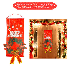 Merry Christmas Hanging Flag Christmas Decorations For Home Door Christmas Ornaments Xmas Gifts Navidad Decor 2023 New Year