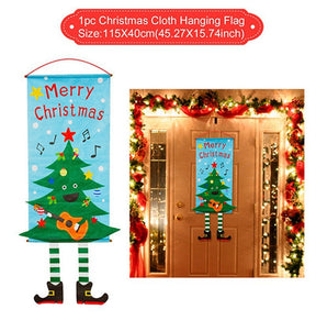 Merry Christmas Hanging Flag Christmas Decorations For Home Door Christmas Ornaments Xmas Gifts Navidad Decor 2023 New Year