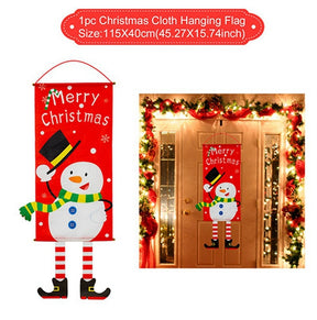 Merry Christmas Hanging Flag Christmas Decorations For Home Door Christmas Ornaments Xmas Gifts Navidad Decor 2023 New Year