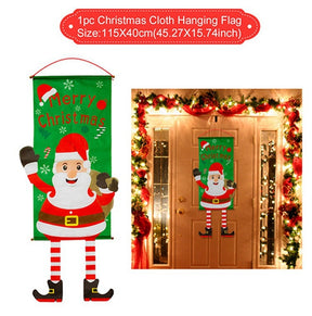 Merry Christmas Hanging Flag Christmas Decorations For Home Door Christmas Ornaments Xmas Gifts Navidad Decor 2023 New Year