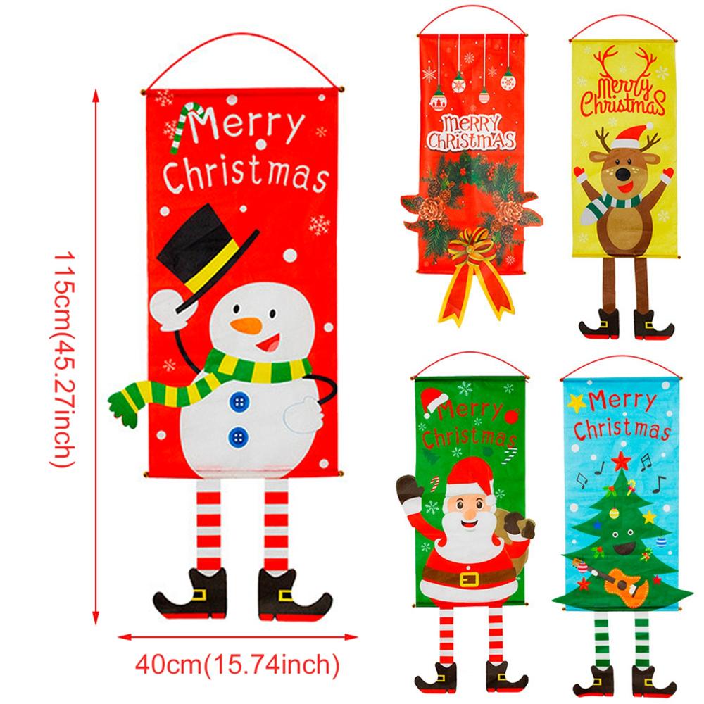 Merry Christmas Hanging Flag Christmas Decorations For Home Door Christmas Ornaments Xmas Gifts Navidad Decor 2023 New Year