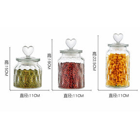 Modern Heart-shaped Sealed Glass Jar Kitchen Seasoning Coffee Bean Jar Transparent Glass Jar Candy Food Glass Storage Container