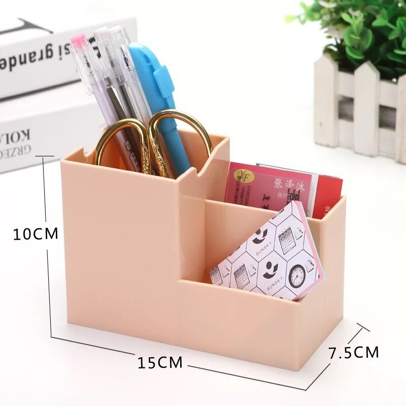 Multi-function Desktop Pen Holder Office School Storage Case Colorful Plastic Box Desk Pen Pencil Organizer Mobile Phone Bracket