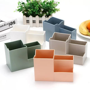 Multi-function Desktop Pen Holder Office School Storage Case Colorful Plastic Box Desk Pen Pencil Organizer Mobile Phone Bracket