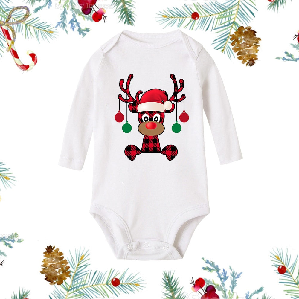 My First Christmas Newborn Baby White Long Sleeve Romper Cartoon Snowman Print Outfit Infant Baptism Bodysuit Clothes Xmas Gift