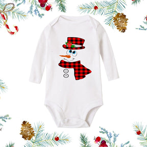 My First Christmas Newborn Baby White Long Sleeve Romper Cartoon Snowman Print Outfit Infant Baptism Bodysuit Clothes Xmas Gift