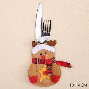 Christmas New Year 2023 Pocket Fork Knife Cutlery Holder Bag Home Party Table Dinner Decorations for Home Tableware Noel