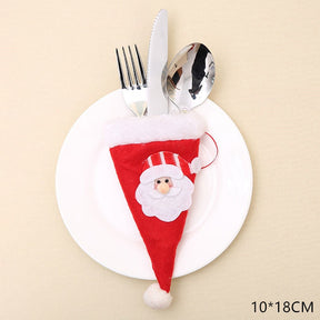 Christmas New Year 2023 Pocket Fork Knife Cutlery Holder Bag Home Party Table Dinner Decorations for Home Tableware Noel