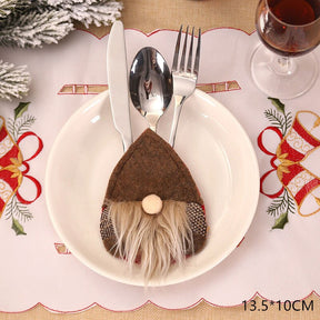 Christmas New Year 2023 Pocket Fork Knife Cutlery Holder Bag Home Party Table Dinner Decorations for Home Tableware Noel