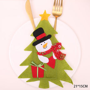 Christmas New Year 2023 Pocket Fork Knife Cutlery Holder Bag Home Party Table Dinner Decorations for Home Tableware Noel