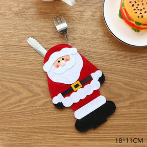 Christmas New Year 2023 Pocket Fork Knife Cutlery Holder Bag Home Party Table Dinner Decorations for Home Tableware Noel