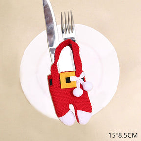 Christmas New Year 2023 Pocket Fork Knife Cutlery Holder Bag Home Party Table Dinner Decorations for Home Tableware Noel