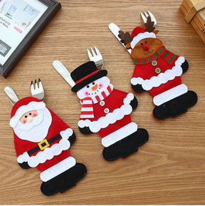 Christmas New Year 2023 Pocket Fork Knife Cutlery Holder Bag Home Party Table Dinner Decorations for Home Tableware Noel