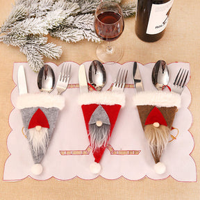 Christmas New Year 2023 Pocket Fork Knife Cutlery Holder Bag Home Party Table Dinner Decorations for Home Tableware Noel