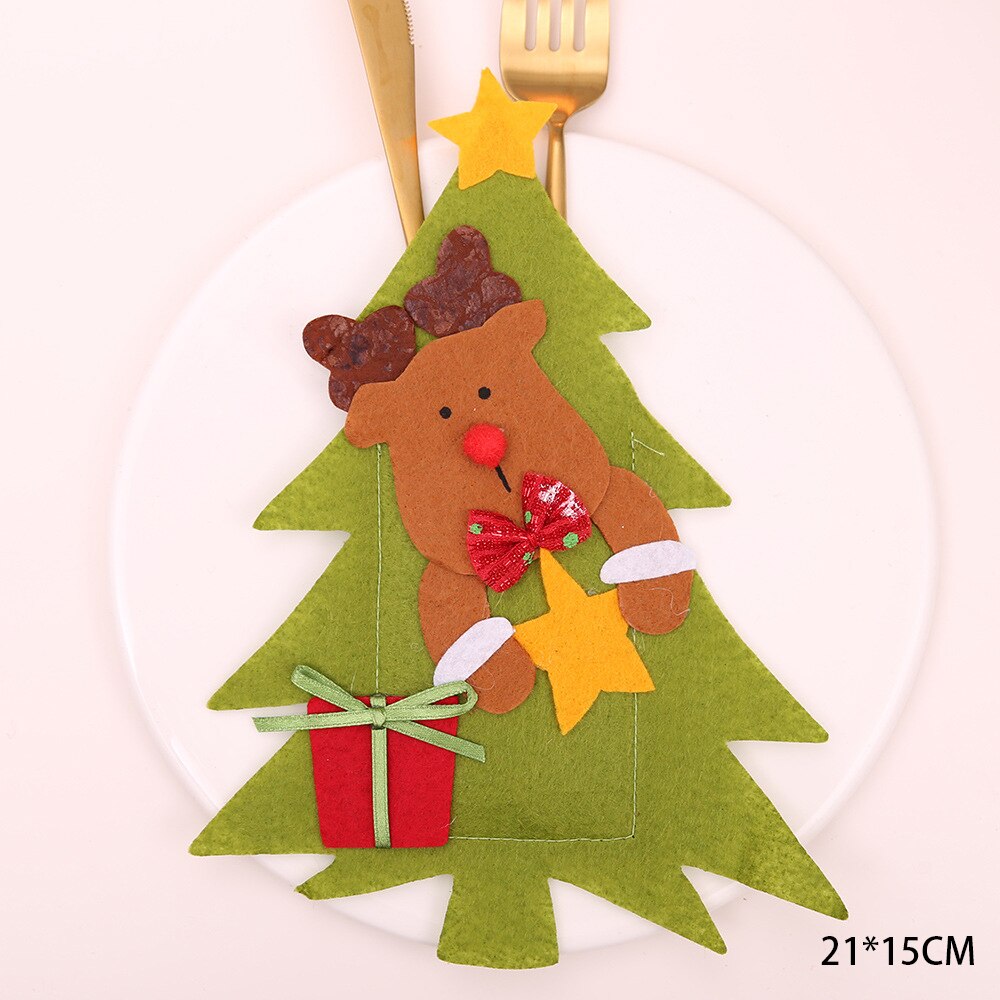 Christmas New Year 2023 Pocket Fork Knife Cutlery Holder Bag Home Party Table Dinner Decorations for Home Tableware Noel