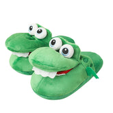 New Style Crocodile Cotton Slippers With Moving Mouth. Funny Non-slip Home Cotton Shoes. Gifts Plush Toy Slippers. Winter Ladies