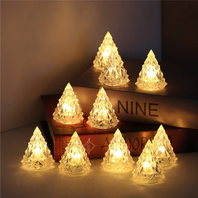 Night Light Crystal Mini Christmas Tree Light Flameless LED Decorative lights indoor LED Lamp Christmas Party Home Table Decor