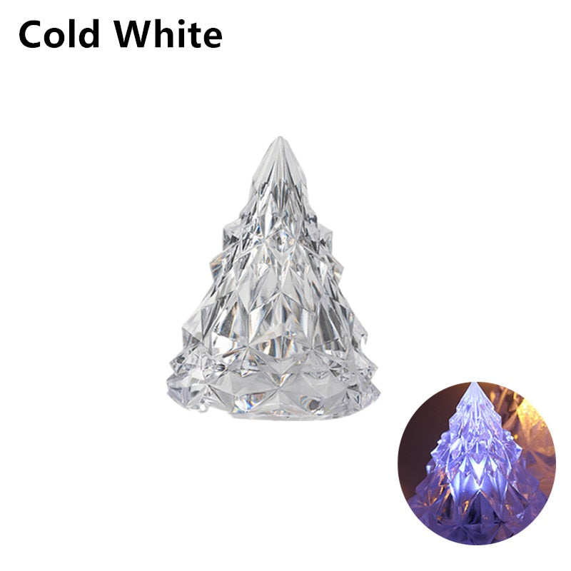 Night Light Crystal Mini Christmas Tree Light Flameless LED Decorative lights indoor LED Lamp Christmas Party Home Table Decor