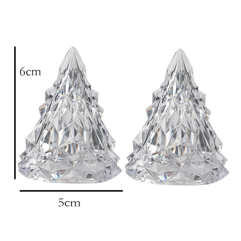 Night Light Crystal Mini Christmas Tree Light Flameless LED Decorative lights indoor LED Lamp Christmas Party Home Table Decor