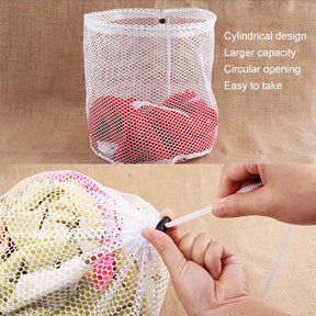 Nylon Mesh Washing Bags Underwear Bra Laundry Bag Basket Household Clean Organizer Drawstring Beam Port Household Cleaning