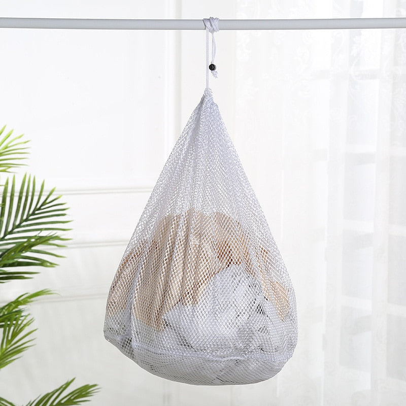 Nylon Mesh Washing Bags Underwear Bra Laundry Bag Basket Household Clean Organizer Drawstring Beam Port Household Cleaning