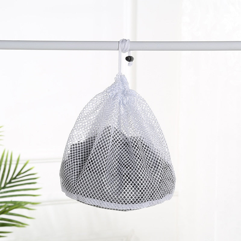 Nylon Mesh Washing Bags Underwear Bra Laundry Bag Basket Household Clean Organizer Drawstring Beam Port Household Cleaning