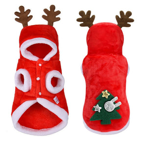 Pet Cats Dogs Christmas Clothes Winter Chihuahua Pug Costume Flannel Warm Elk Festive Coat Puppy Accessories Pet Clothing