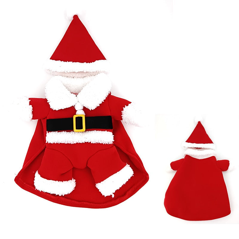 Pet Dog Christmas Clothes Santa Claus Dog Costume Winter Puppy Pet Cat Coat Jacket Dog Suit with Cap Warm Clothing For Dogs Cats