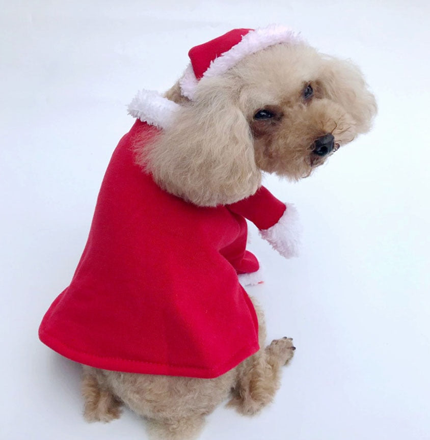 Pet Dog Christmas Clothes Santa Claus Dog Costume Winter Puppy Pet Cat Coat Jacket Dog Suit with Cap Warm Clothing For Dogs Cats