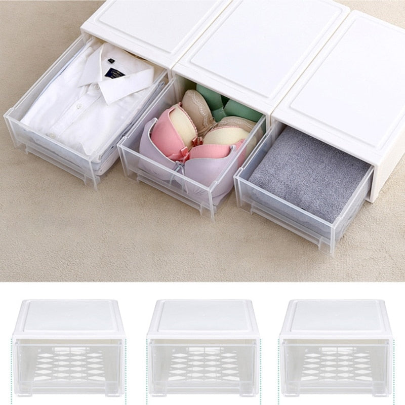 Plastic drawer type clothes storage box. transparent underwear. socks. bra. cosmetic storage. space-saving and moisture-proof