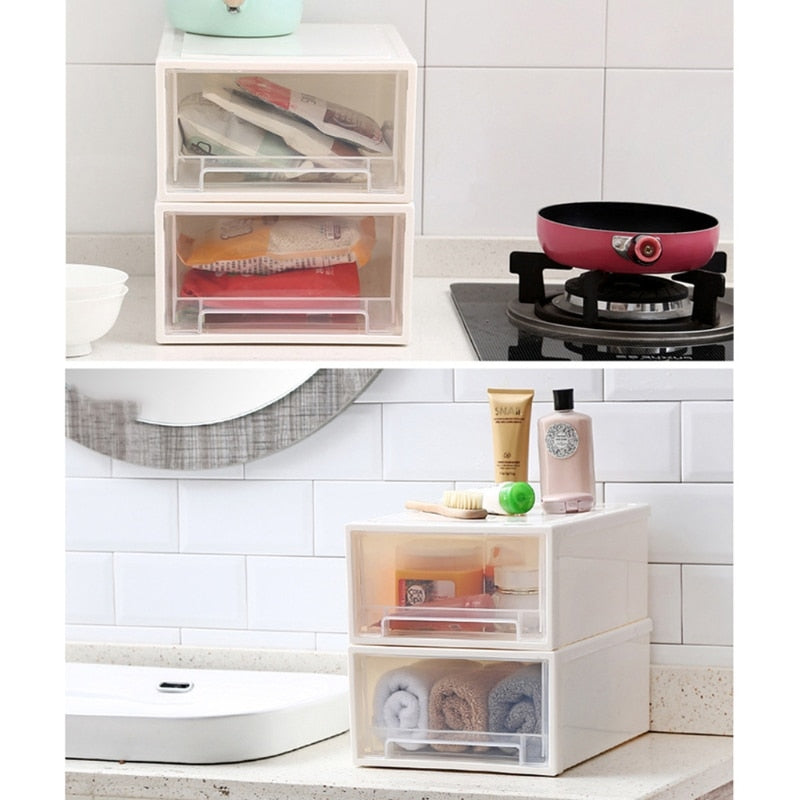 Plastic drawer type clothes storage box. transparent underwear. socks. bra. cosmetic storage. space-saving and moisture-proof