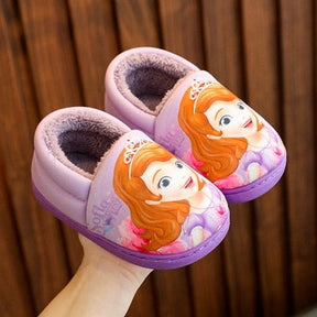 Princess Aisha Winter Children's Cotton Slippers Girl's Parent-child Snow and Ice Strange Fate Non Slip Warm Baby Slippers