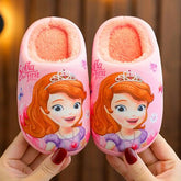 Princess Aisha Winter Children's Cotton Slippers Girl's Parent-child Snow and Ice Strange Fate Non Slip Warm Baby Slippers