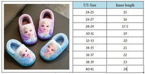 Princess Aisha Winter Children's Cotton Slippers Girl's Parent-child Snow and Ice Strange Fate Non Slip Warm Baby Slippers