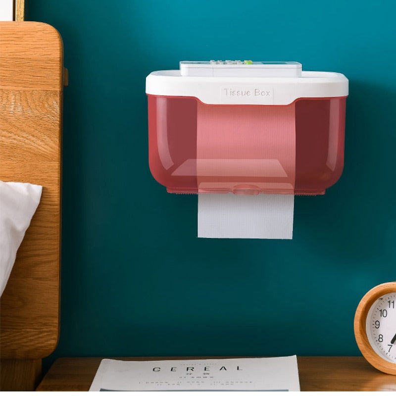 Punch-free Toilet Paper Holder Box Waterproof Storage Toilet Paper Storage Rack Paper Towel Kitchen Bathroom Storage Box