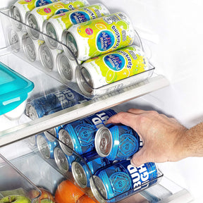 Refrigerator Bins Soda Organizer Can Dispense Clear Plastic Canned Drinks Storage Rack Beverage Storage Box For Home Kitchen