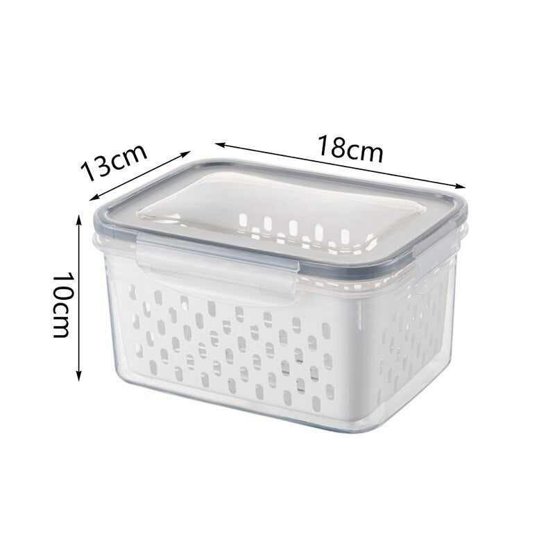 Refrigerator Storage Box Fridge Organizer Fresh Vegetable Fruit Boxes Drain Basket Storage Containers Pantry Kitchen Organizer