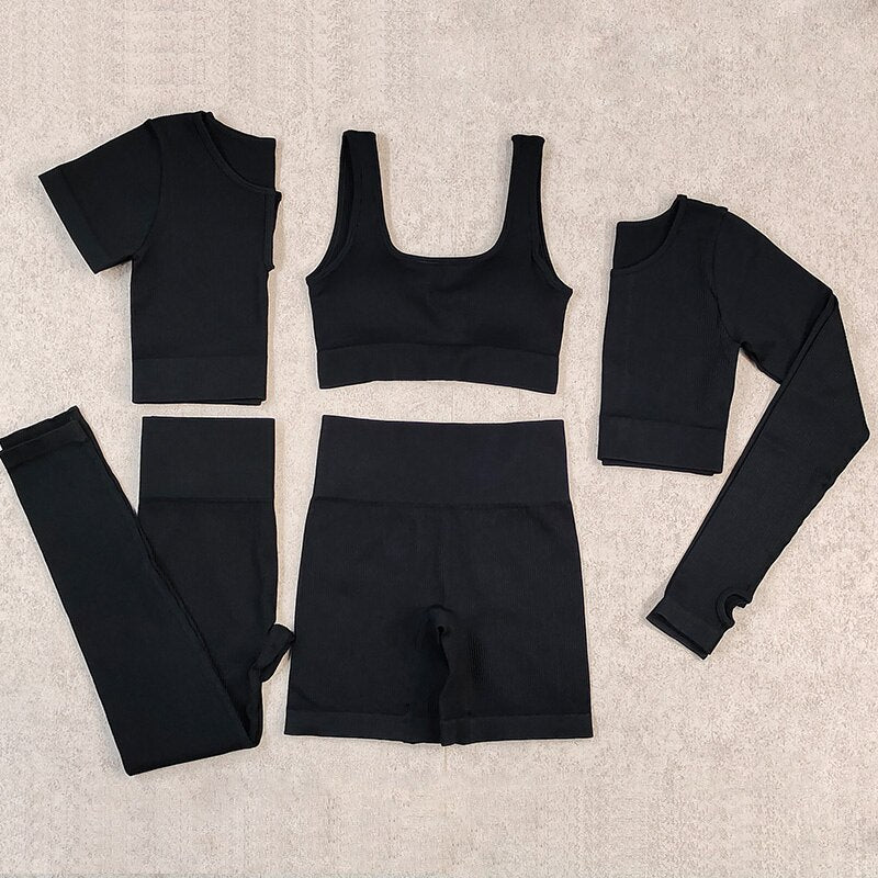 Ribbed Yoga Set Sportswear Women Suit For fitness Seamless Sports Suit Workout Clothes Tracksuit Sports Outfit Gym Clothing Wear