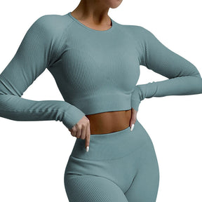 Ribbed Yoga Set Sportswear Women Suit For fitness Seamless Sports Suit Workout Clothes Tracksuit Sports Outfit Gym Clothing Wear