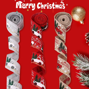 Ribbon Imitation Hemp Ribbon Wire Wire Edge Linen Ribbon Christmas Decoration Red and Green Snowflake Plaid Ribbon 2 M/Roll