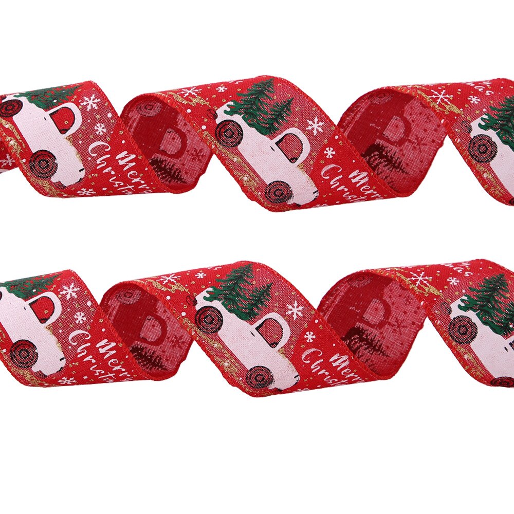 Ribbon Imitation Hemp Ribbon Wire Wire Edge Linen Ribbon Christmas Decoration Red and Green Snowflake Plaid Ribbon 2 M/Roll