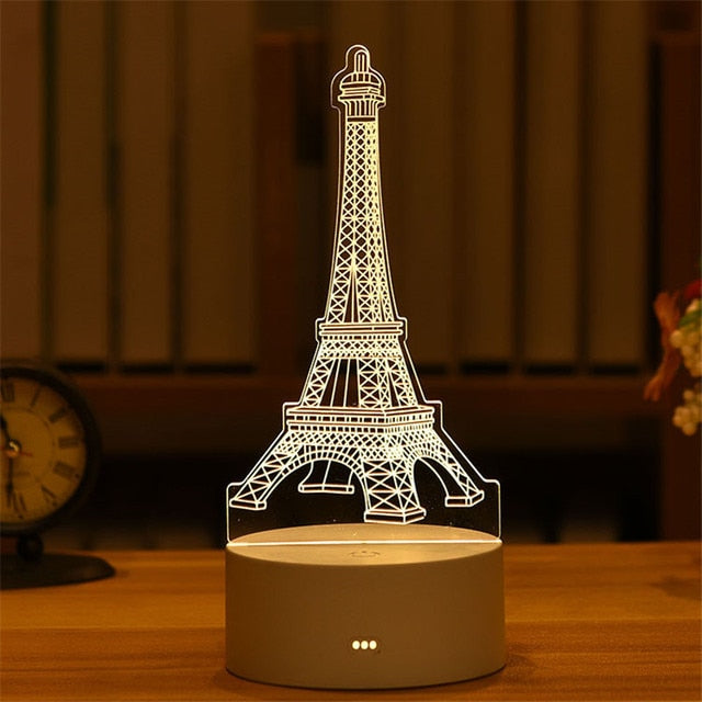 Romantic Love 3D Acrylic Led Lamp for Home Children's Night Light Table Lamp Birthday Party Decor Valentine's Day Bedside Lamp