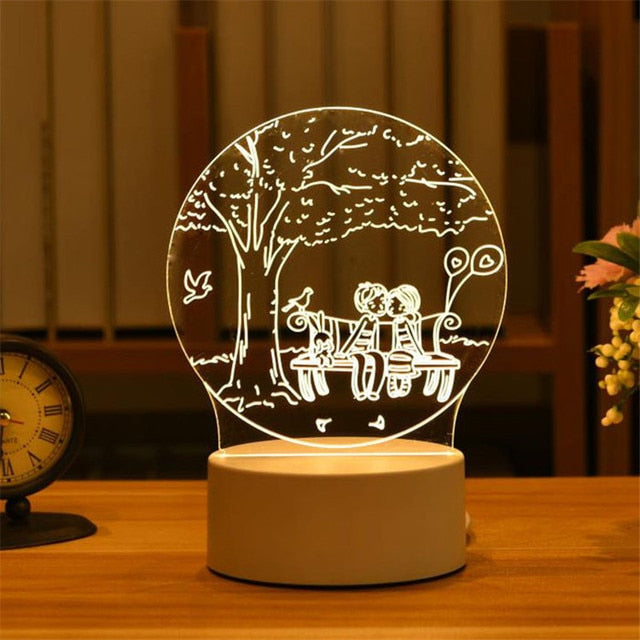 Romantic Love 3D Acrylic Led Lamp for Home Children's Night Light Table Lamp Birthday Party Decor Valentine's Day Bedside Lamp