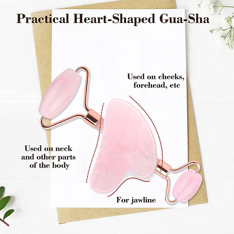 Rose Quartz Face Jade Roller Massagers Guasha Set Gua Sha Tools Natural Stone Gouache Scraper For Facial Massage Beauty Tool